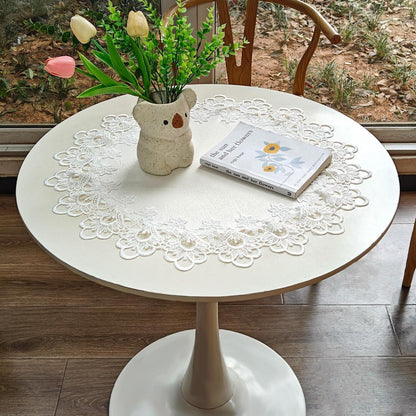Runde Tischdecke Blumenstickerei 58cm – Elegante Tischdekoration