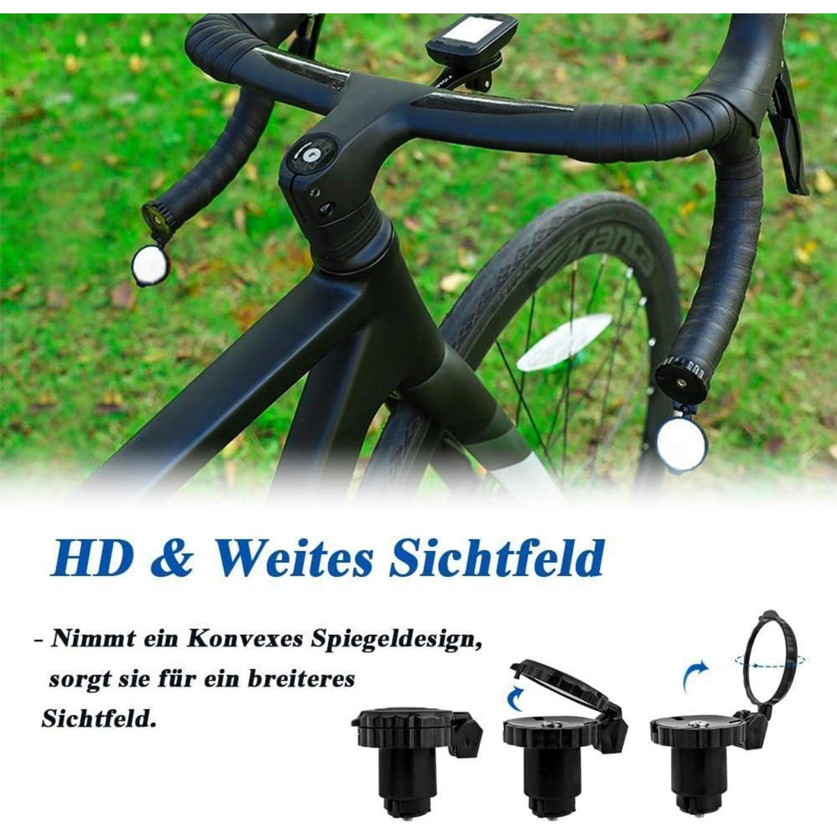 Fahrradspiegel 2er-Set, 360° drehbar & klappbar