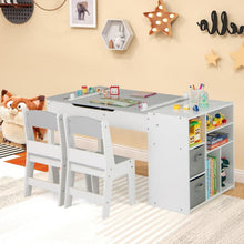 Kindertisch mit Stühlen und Stauraum, kippbar, Grau