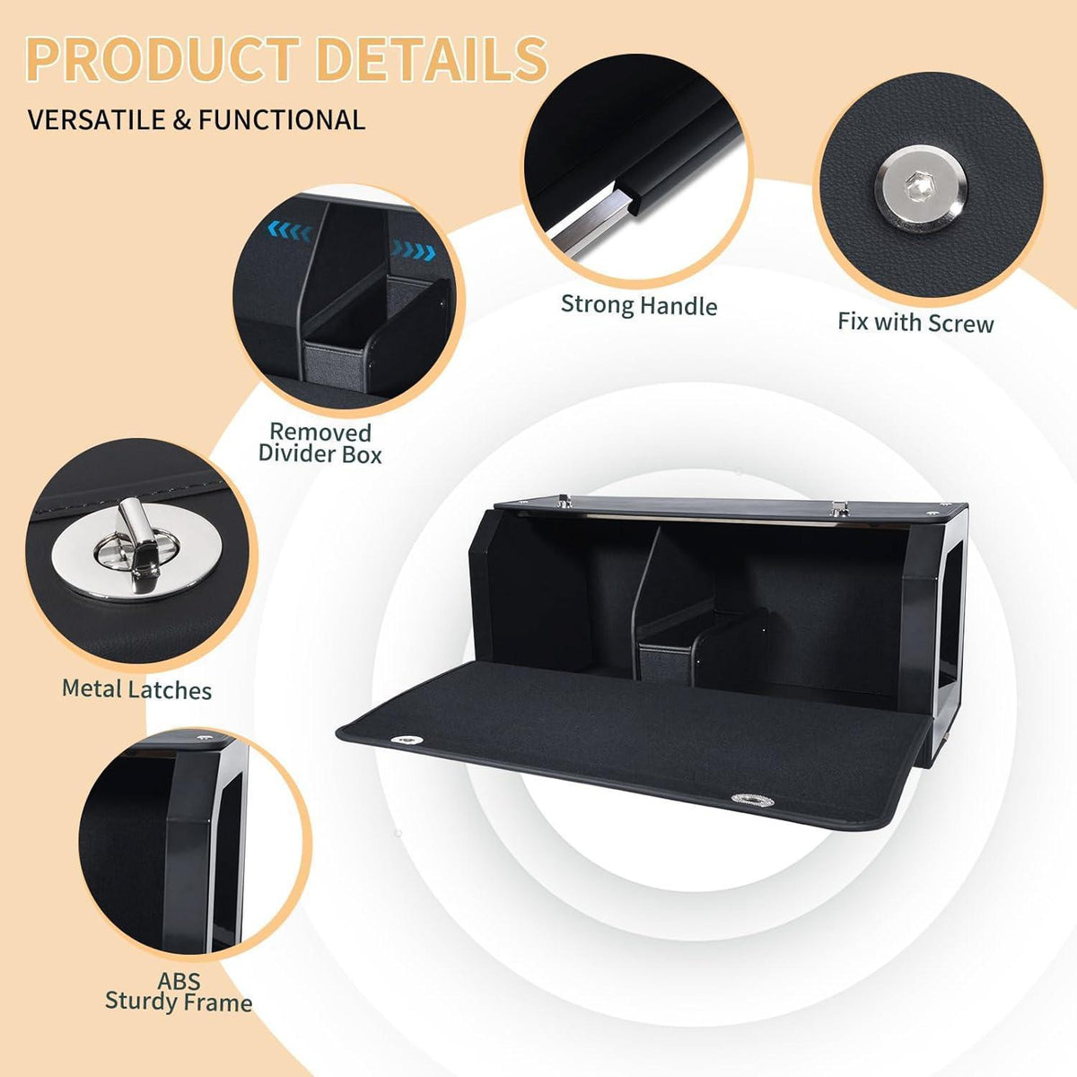 Leder Kofferraum Organizer mit Deckel – 68x29x31cm Schwarz