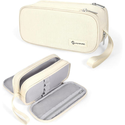 Großes Federmäppchen mit 3 Fächern, Beige