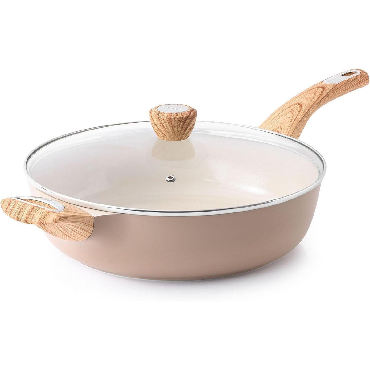 Tiefe Keramik Bratpfanne 30cm mit Deckel – Antihaft & Induktionsgeeignet