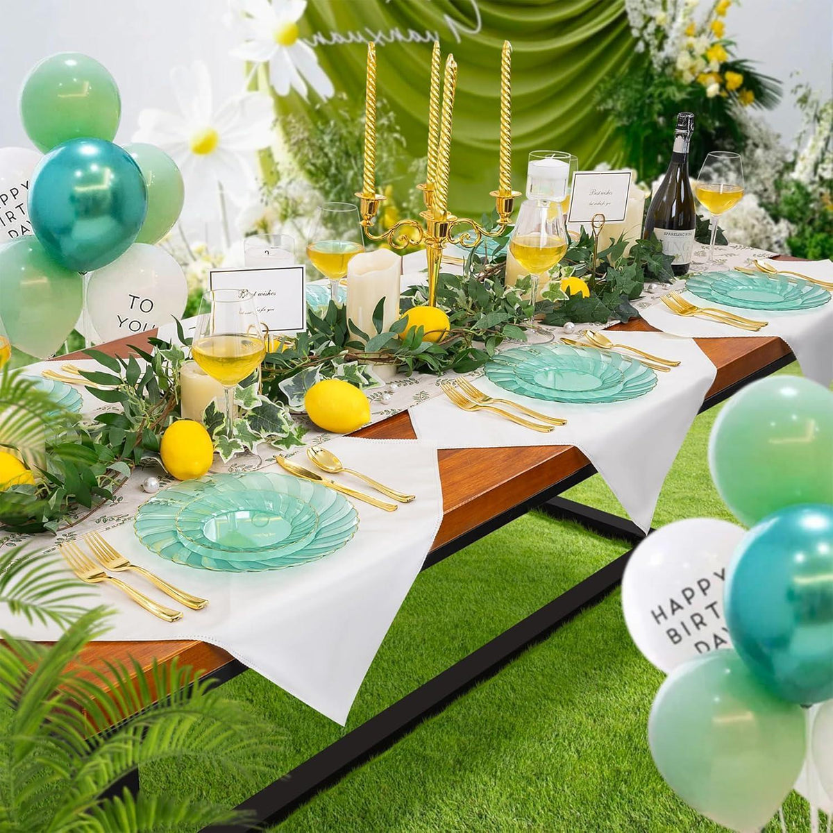 48 Künstliche Zitronen mit Blättern - Deko für Zuhause & Party