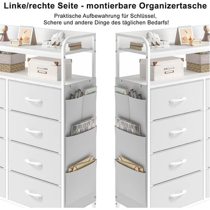 Weiße Kommode mit 8 Schubladen – Stauraum für Schlafzimmer & Wohnzimmer