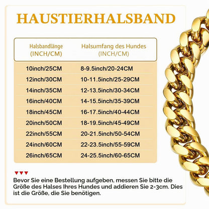 Goldene Hundekette 15mm mit Anhänger – 55cm