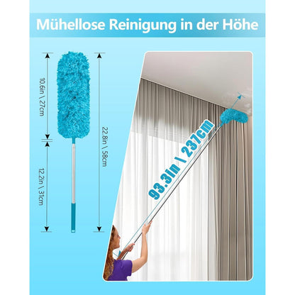 Teleskop Staubwedel ausziehbar, waschbar, mit Silikonkappe, Himmelblau