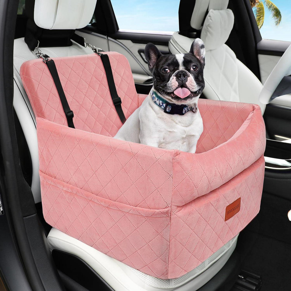 Hunde Autositz Rosa – Waschbar & Mit Leine für Kleine Hunde