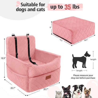 Hunde Autositz Rosa – Waschbar & Mit Leine für Kleine Hunde