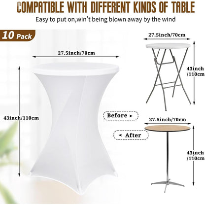10er-Set Stehtisch Husse für Bistrotisch Ø 70-75 cm Weiß