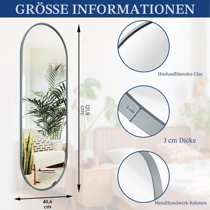Ovaler Badspiegel 120x40 cm mit Metallrahmen
