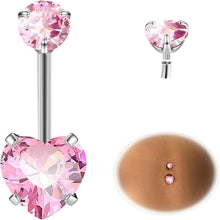 G23 Titan Bauchnabelpiercing 14G Rosa Herz 10mm