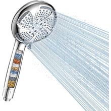 Duschkopf mit Filter, 7 Strahlarten, Hochdruck, Wassersparend, Silber