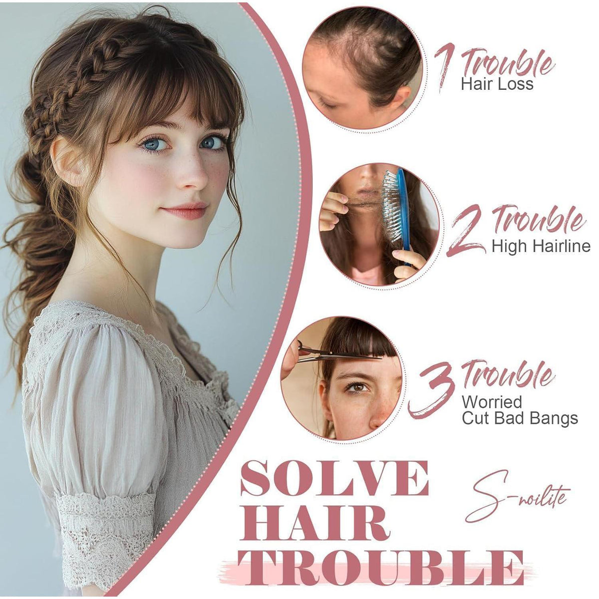 Stirnband mit Ponyfransen – Aschblond Mix für jeden Look