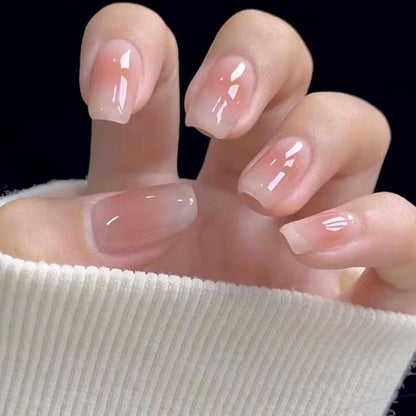 Press On Nails Kurz Eckig Rosa Französisch Nägel zum Aufkleben