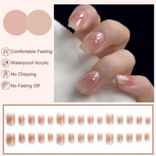 Press On Nails Kurz Eckig Rosa Französisch Nägel zum Aufkleben