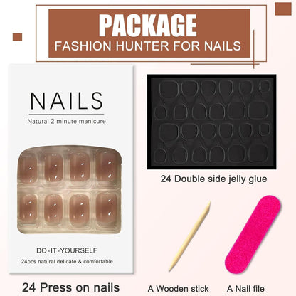 Press On Nails Kurz Eckig Rosa Französisch Nägel zum Aufkleben