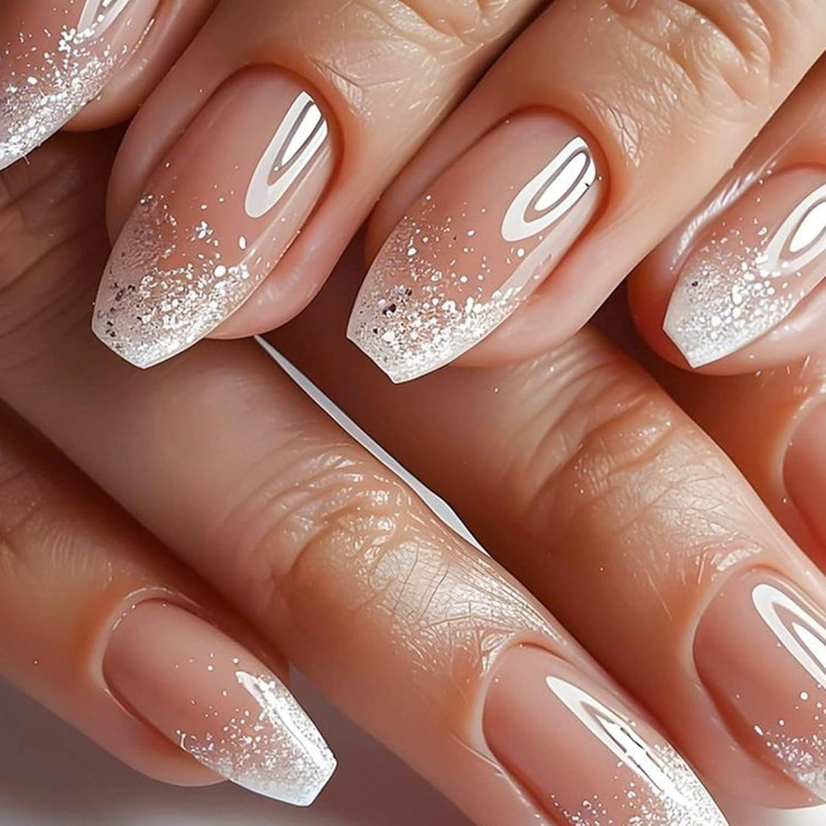 French Press on Nails Rosa Ballett Glitzer – Künstliche Nägel zum Aufkleben