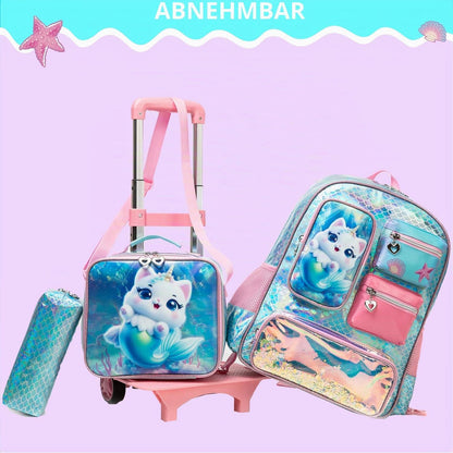 Schulranzen Trolley Mädchen – Niedlicher Kinderrucksack mit Rollen