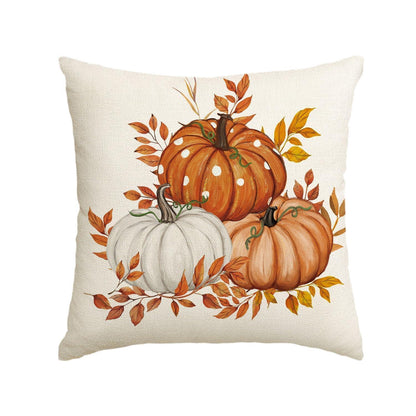 Herbstlicher Kissenbezug Polka Dot Kürbisse & Ahornblätter 45x45 cm