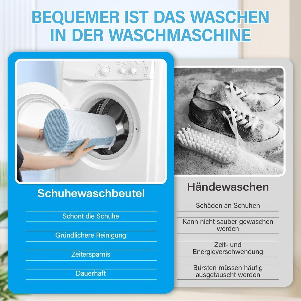 Schuhwaschbeutel mit Schuhspanner – 2er Set für Waschmaschine