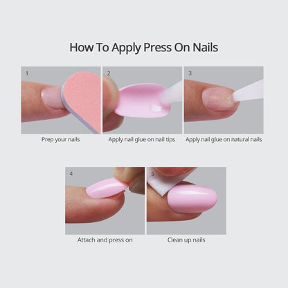 Dunkelrote Press On Nails - Kurze, ovale Fake Nails mit Kleber