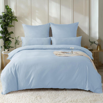 Satin Bettwäsche Set 220x240 Hellblau – Kühlend