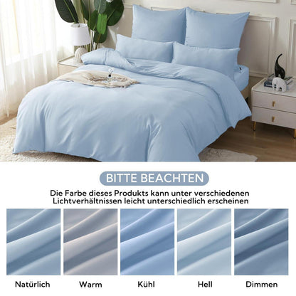 Satin Bettwäsche Set 220x240 Hellblau – Kühlend