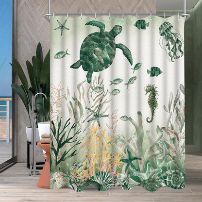Duschvorhang Meeresschildkröte 160x160 cm Textil wasserabweisend waschbar