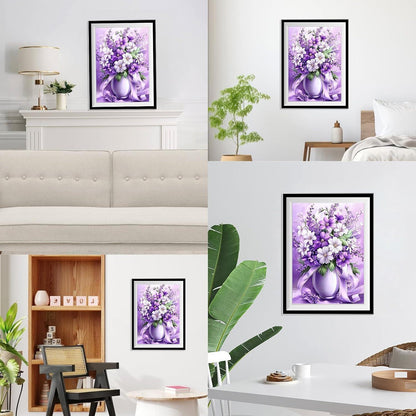 5D Diamantmalerei Blumenstrauß Lila – DIY Bausatz für Erwachsene