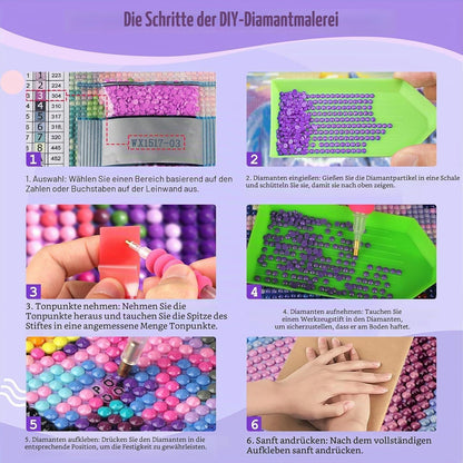 5D Diamantmalerei Blumenstrauß Lila – DIY Bausatz für Erwachsene