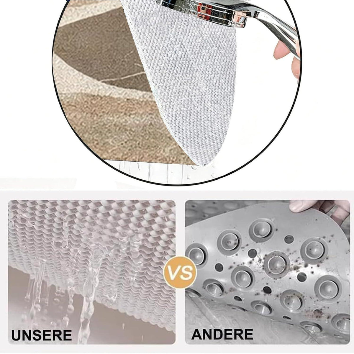 Rutschfeste Duschmatte 110x150 cm – Steinmuster & Peeling