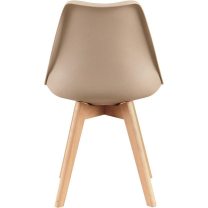 Skandinavischer Esszimmerstuhl Retro, Buchenholz, Beige/Khaki (6er Set)