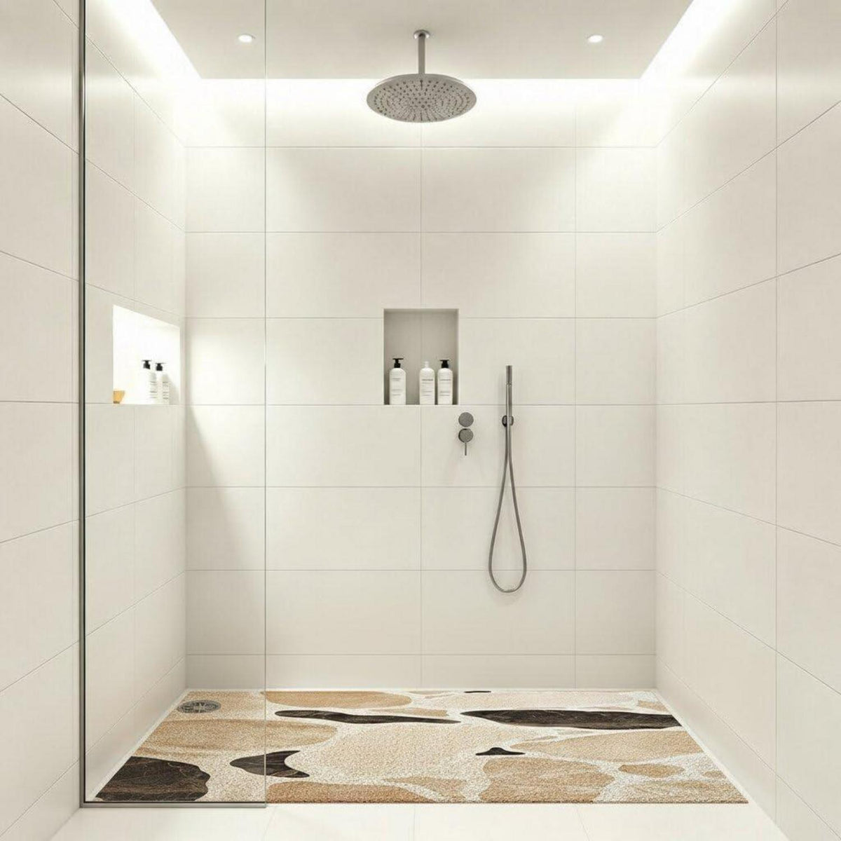 Rutschfeste Duschmatte 120x120 cm – Steinmuster & Zuschneidbar