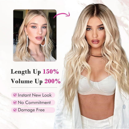 Clip-In Haarverlängerung Schwarz-Burgunder Ombre, 60cm Strandwellen