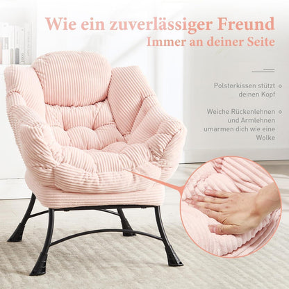 Faulenzersessel mit Ottomane – Rosa Lounge Sessel & Fußhocker