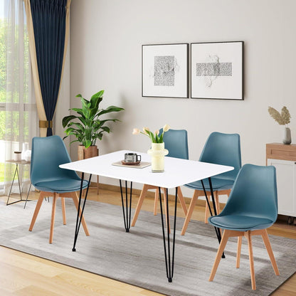 Skandinavischer Esszimmerstuhl Retro Blau (4er Set) mit Polsterung