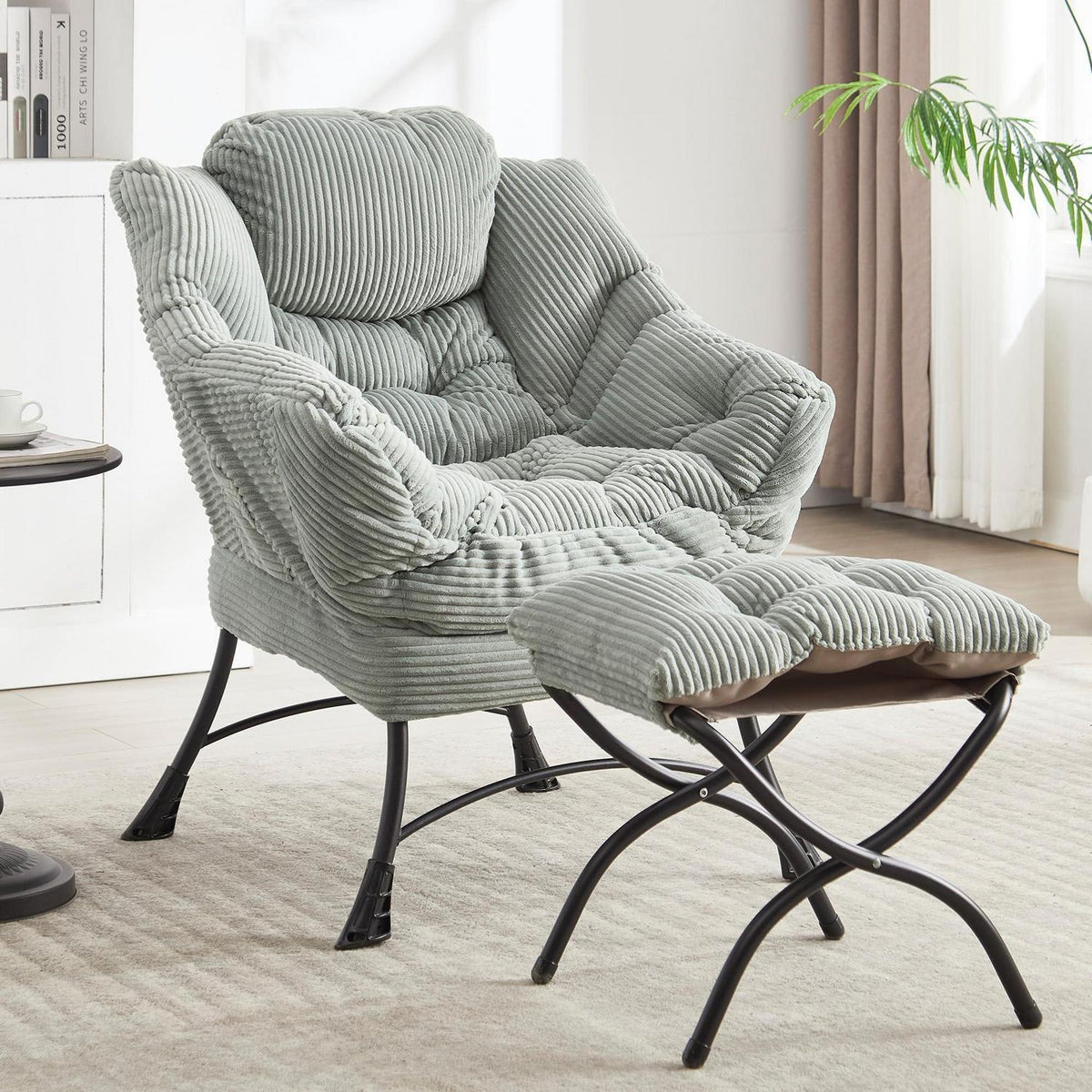 Lazy Chair mit Ottomane – Bequemer Faulenzersessel Grün