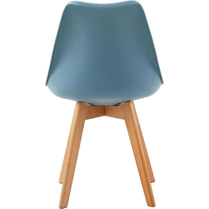 Skandinavischer Esszimmerstuhl Retro Blau, Polsterung & Buchenholzbeine