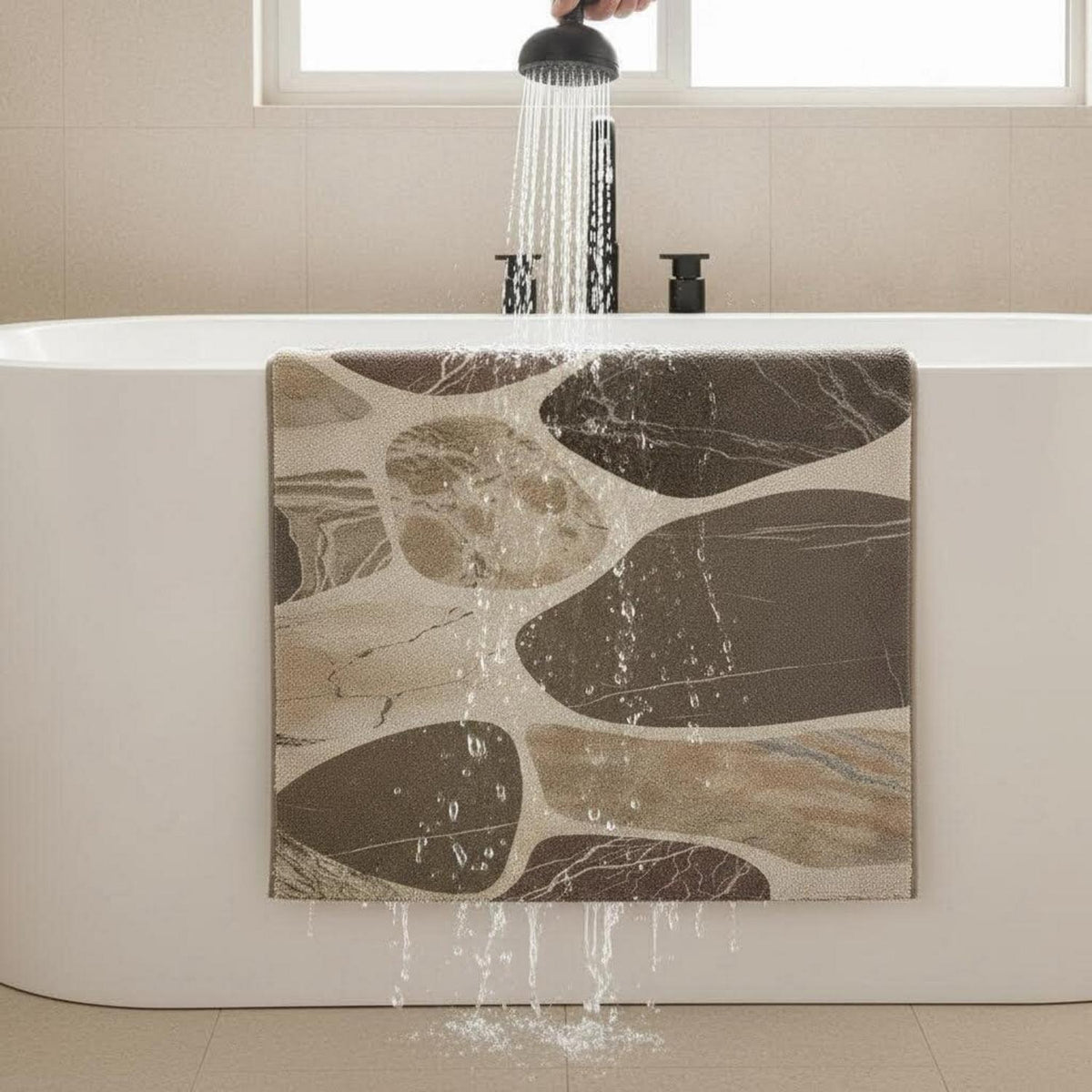 Rutschfeste Duschmatte 75x150 cm - Steinmuster & Komfort