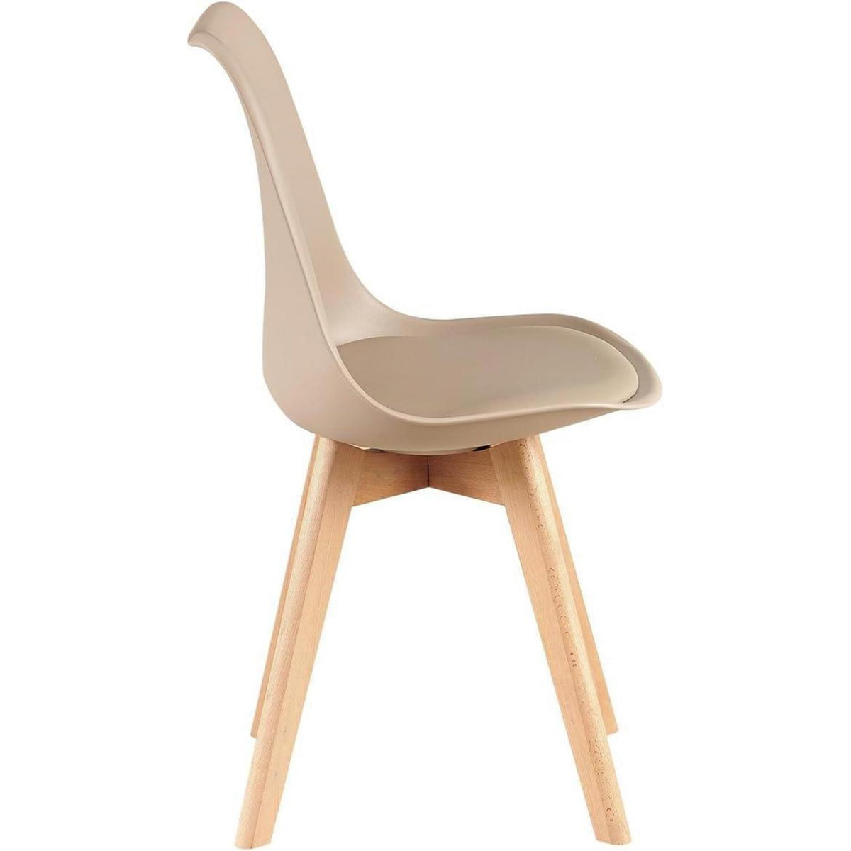 Skandinavischer Esszimmerstuhl Retro, Buchenholz, Beige (8er Set)