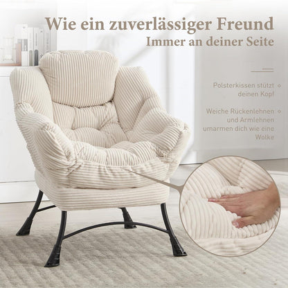 Lazy Chair mit Ottomane – Bequemer Faulenzersessel Weiß