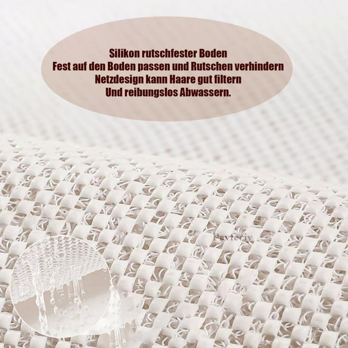 Rutschfeste Duschmatte 120x120 cm - Steinmuster & Peeling