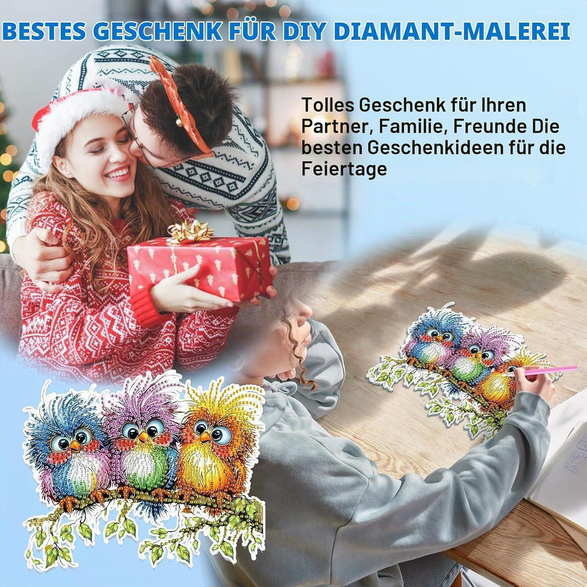 5D Diamond Painting Vogel Anhänger - Bastelset für Erwachsene & Kinder