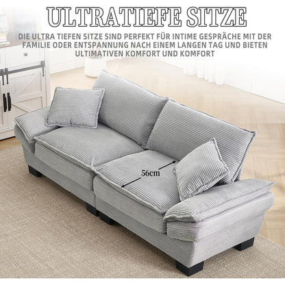Modernes 2-Sitzer Polstersofa mit Armlehnen – Hellgrau