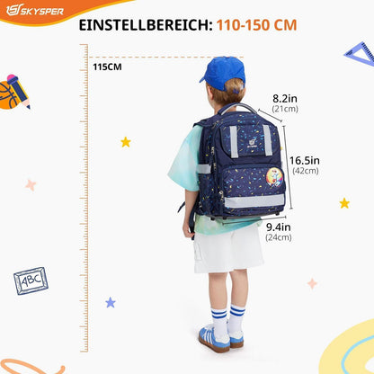 5-teiliges Schulranzen-Set Blau – Ergonomisch & Reflektierend