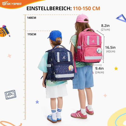 5-teiliges Schulranzen-Set Rosa – Ergonomisch & Reflektierend