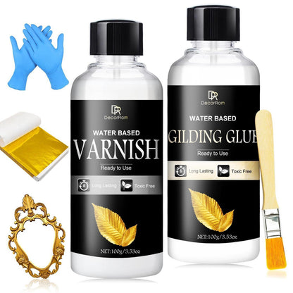 Blattgold Set mit Kleber & Schutzlack – 100 Blattgold Stücke