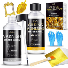 Blattgold Set zum Vergolden – 100 Blatt + Kleber & Lack