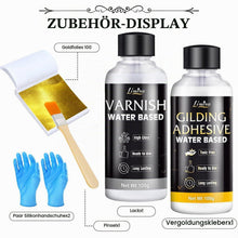Blattgold Set zum Vergolden – 100 Blatt + Kleber & Lack