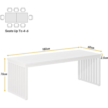 Industrietisch Esstisch 180cm Rechteckig Weiß für 6-8 Personen